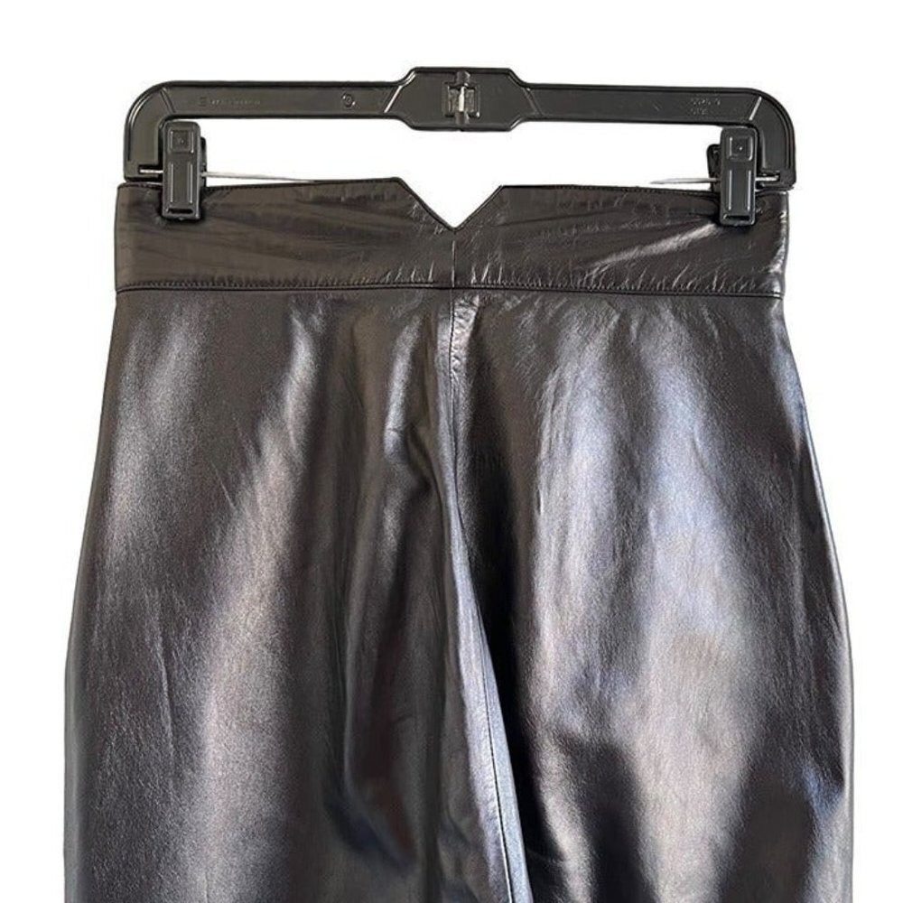 Vintage Serge Black Leather Straight Leg Pants SIze 10 - Picture 4 of 12